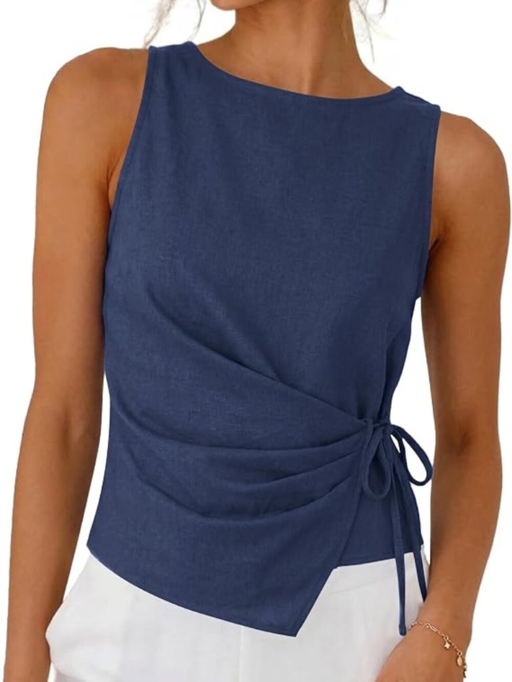 Zelroxa Blue Linen Cotton tie blouse - NWT
